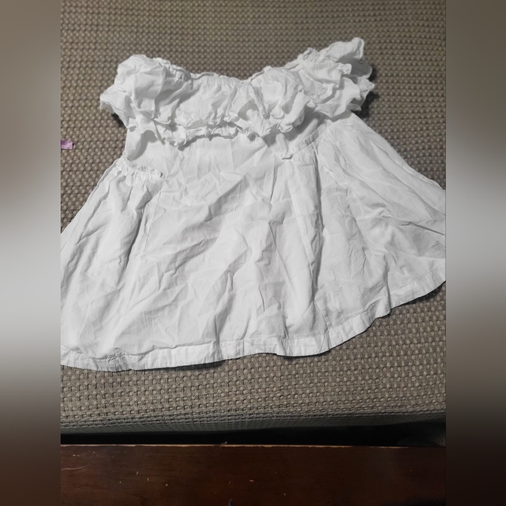 Free People  White Ruffle Mini Dress S - Picture 14 of 14